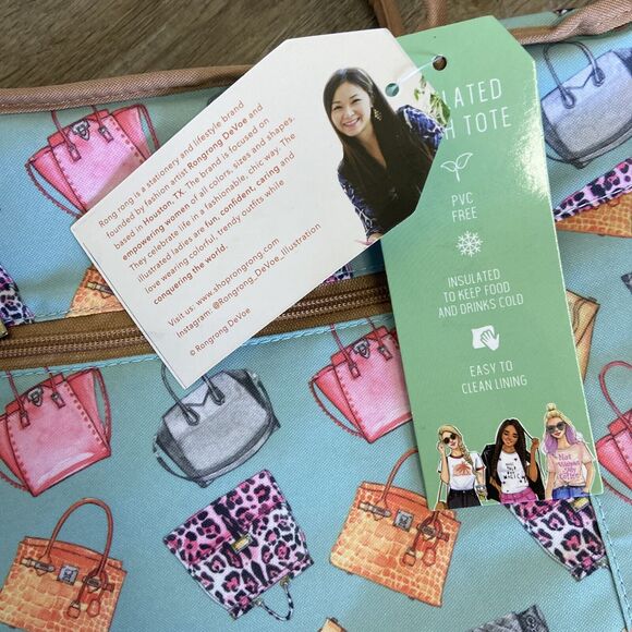 Rongrong Insulated Lunch Tote Bag Purses Pattern picnik work vacation travel - Picture 2 of 9